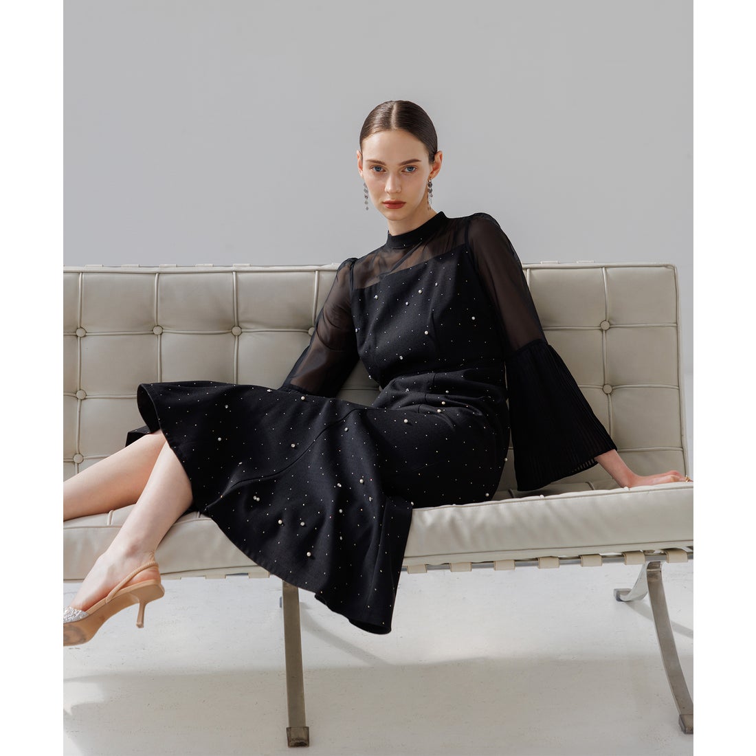 Leja パールビーズ マーメイドドレス パーティドレス S レジャ Leja