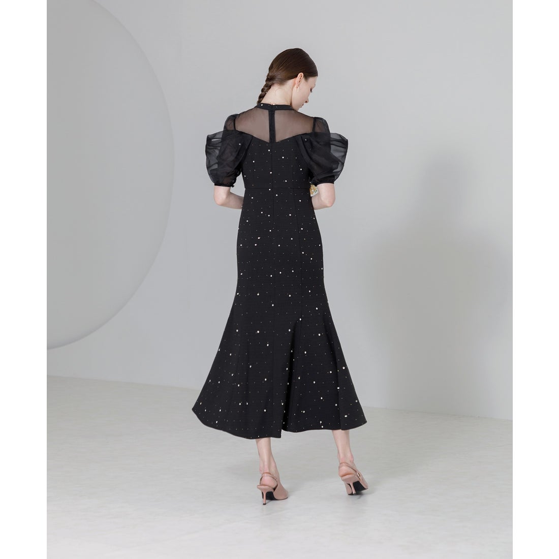 レジャ Leja パールビジューオーガンジーレースパフスリーブプチ