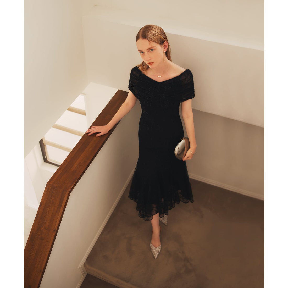 Leja レジャ 2WAYレース花柄オフショルダースパンコールマーメイド