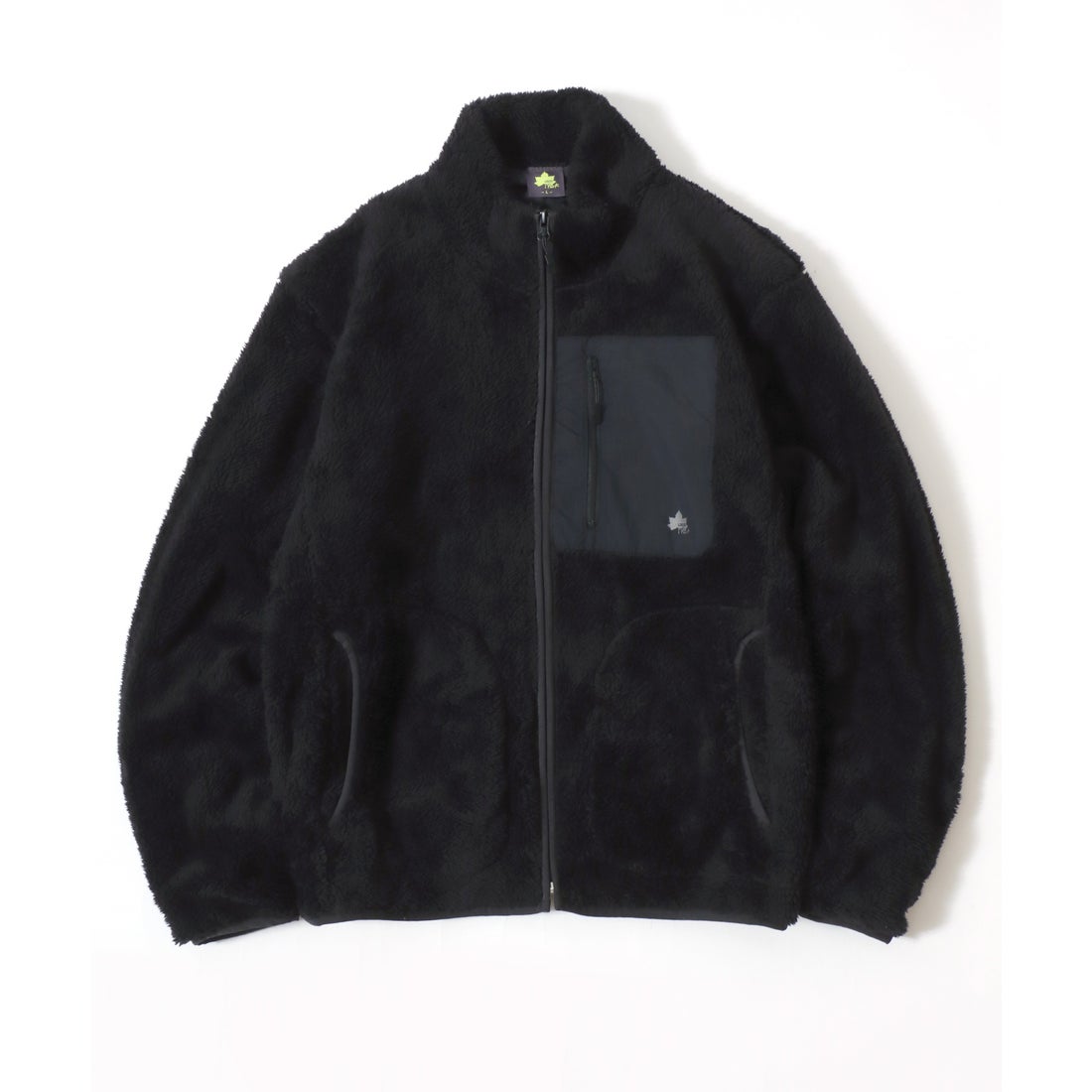 LOGOS シャギーボア ポケット異素材切替スタンドジャケット ブルゾン