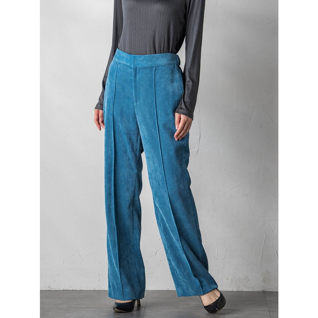 ラ エフ la.f… コーデュロイパンツ≪洗濯機で洗える≫ （ブルー