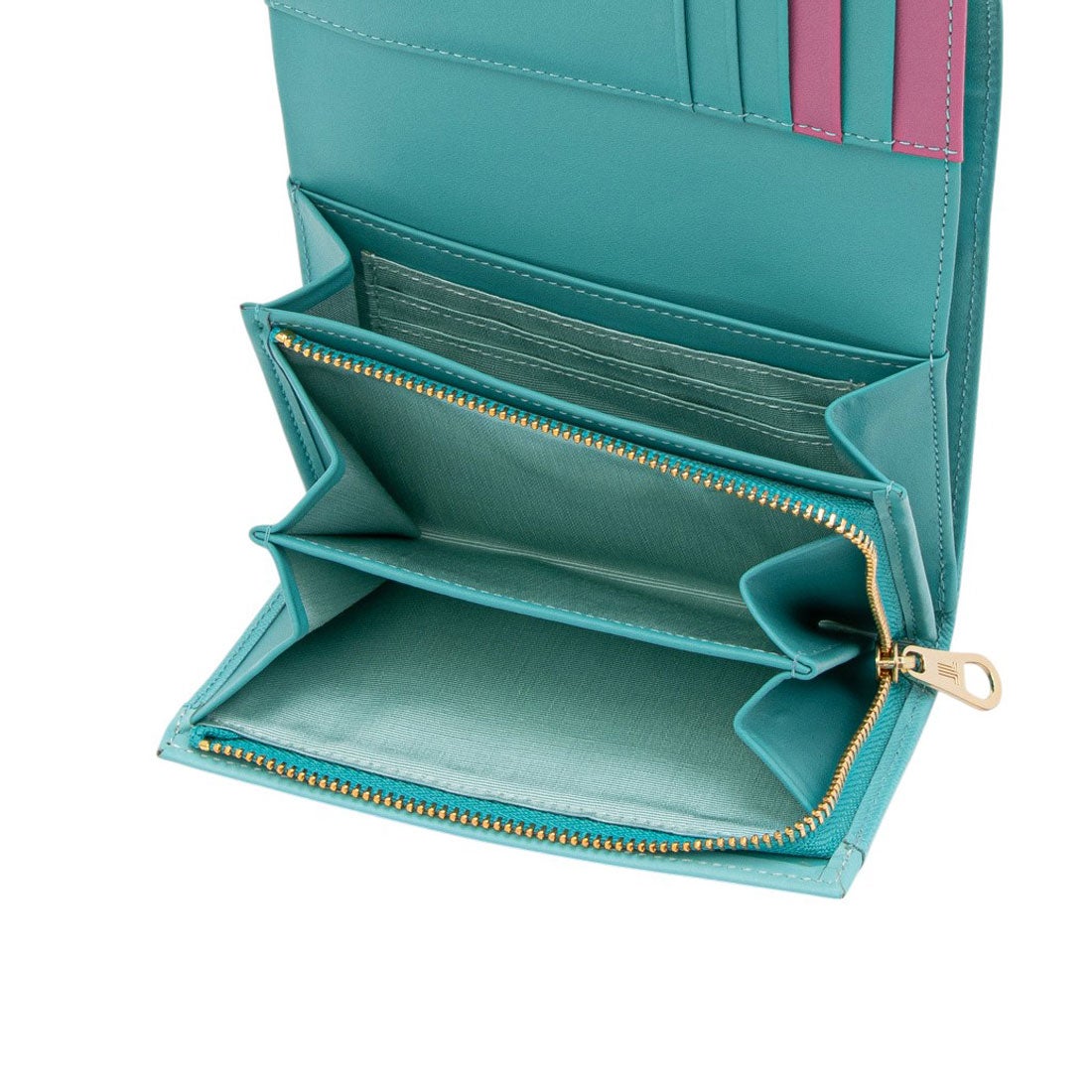 LANVIN en Bleu リュクサンブールカラー 二つ折り被せ財布 エメラルド