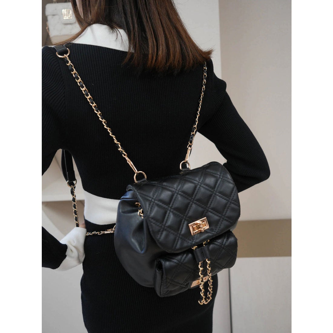 Luxe birdieキルトリュバンリュック S ブラック Luxe birdieキルト