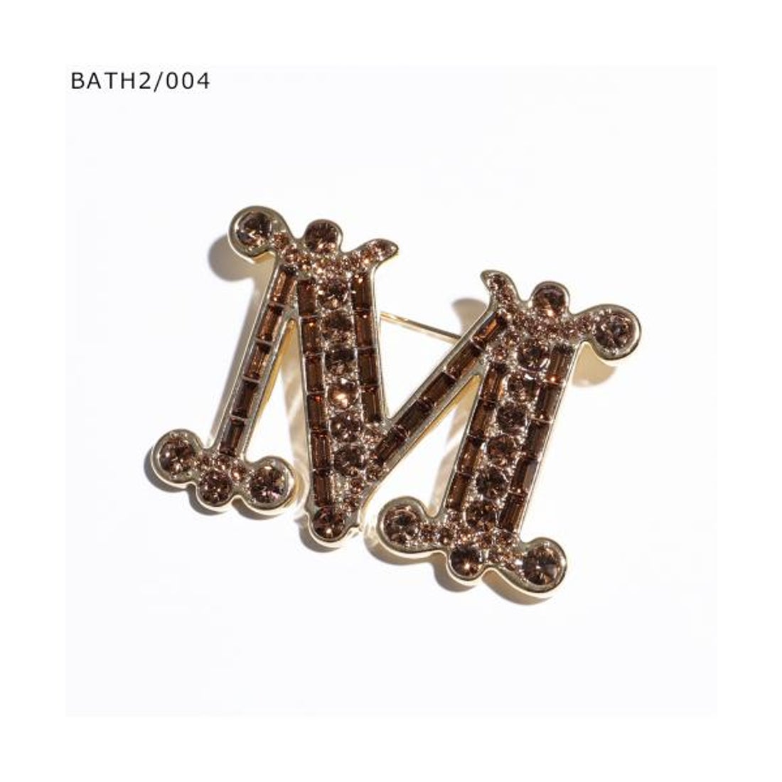 Max mara 定番 クリスタル x ゴールドブローチ