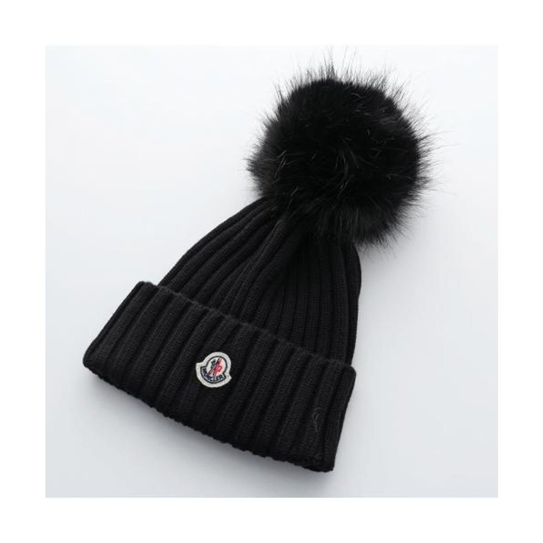 MONCLER ブラックニット帽 ポンポン付き 【公式通販】
