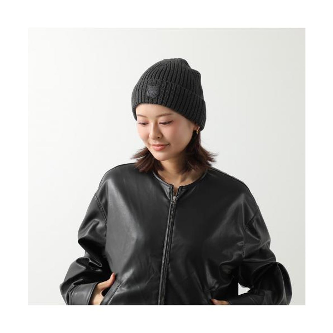 Maison Kitsuné ネイビー ニット帽と袋付き メゾンキツネ MAISON