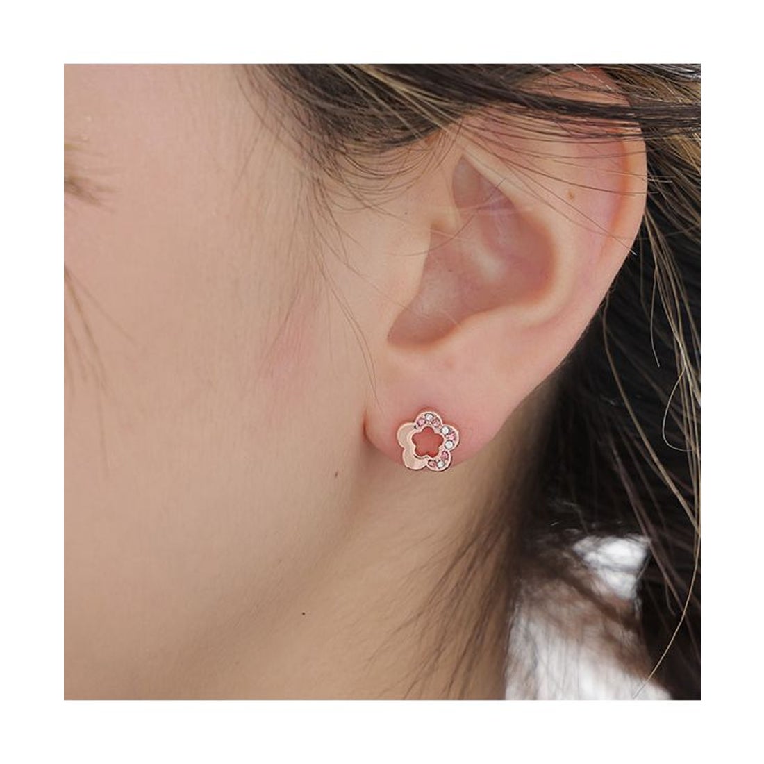 マリークワント MARY QUANT ハーフストーンデイジー ピアス2 （ピンク