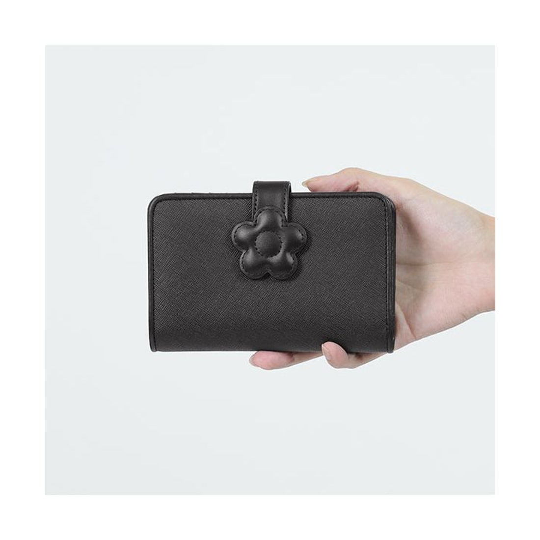 マリークワント 折り財布 ブラック 牛革 ウォレット クロコ型押し