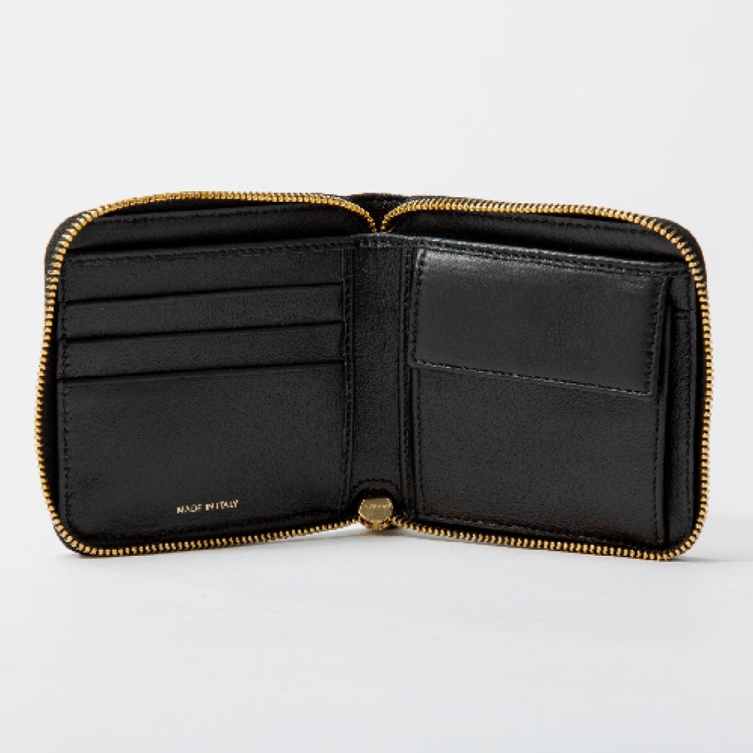 MARNI 二つ折り財布 ブラック ゴールド 光沢 コンパクト ウォレット