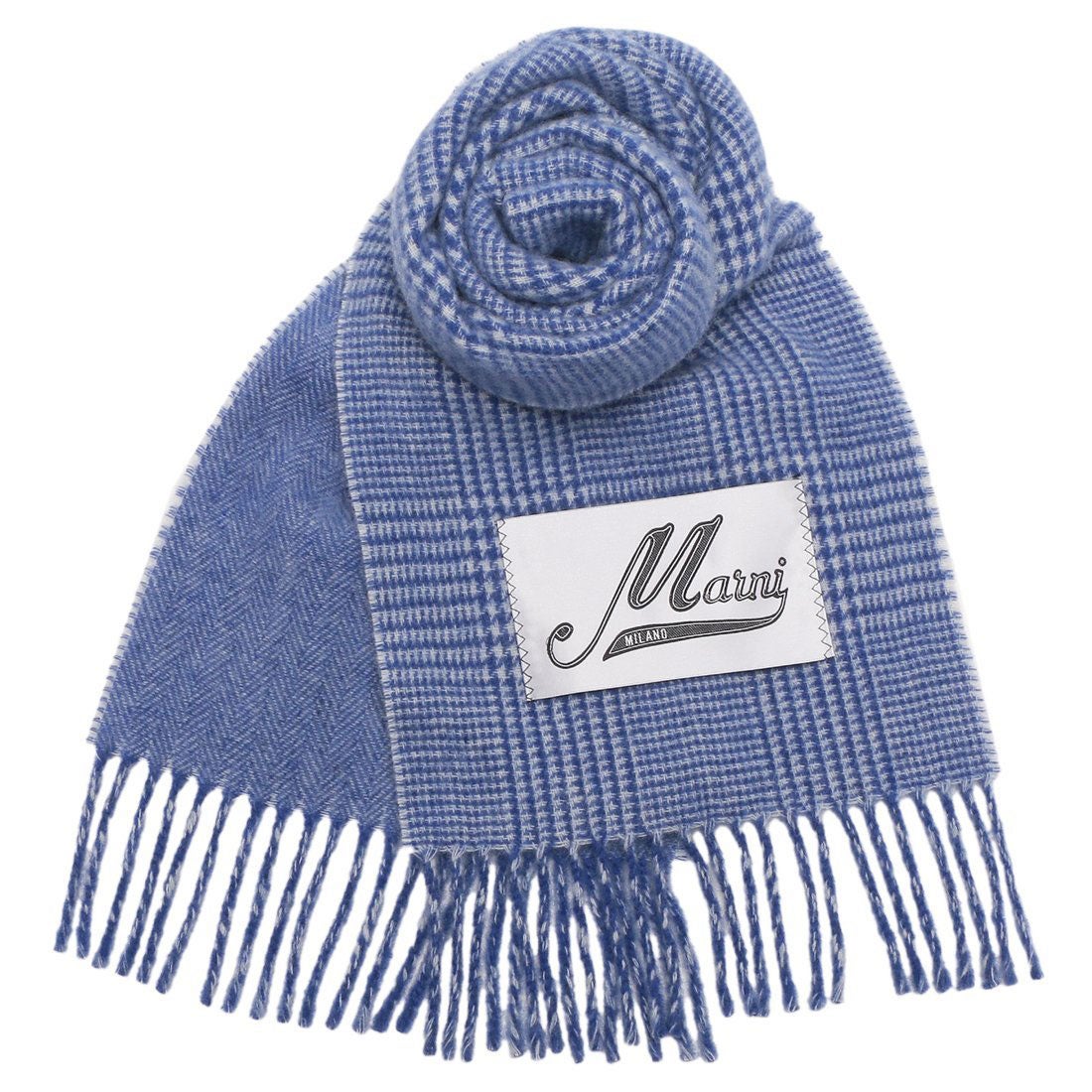 マルニ MARNI マフラー プリンスオブウェールズチェック ブルー