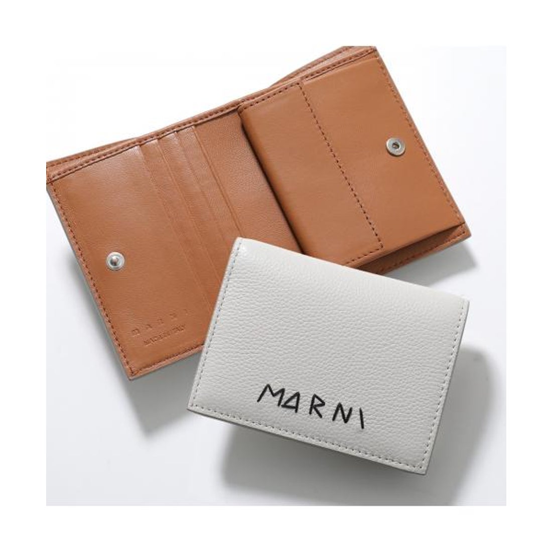 未使用 MARNI マルニ レザー二つ折り財布 黒×赤 ミニ財布 箱袋付き