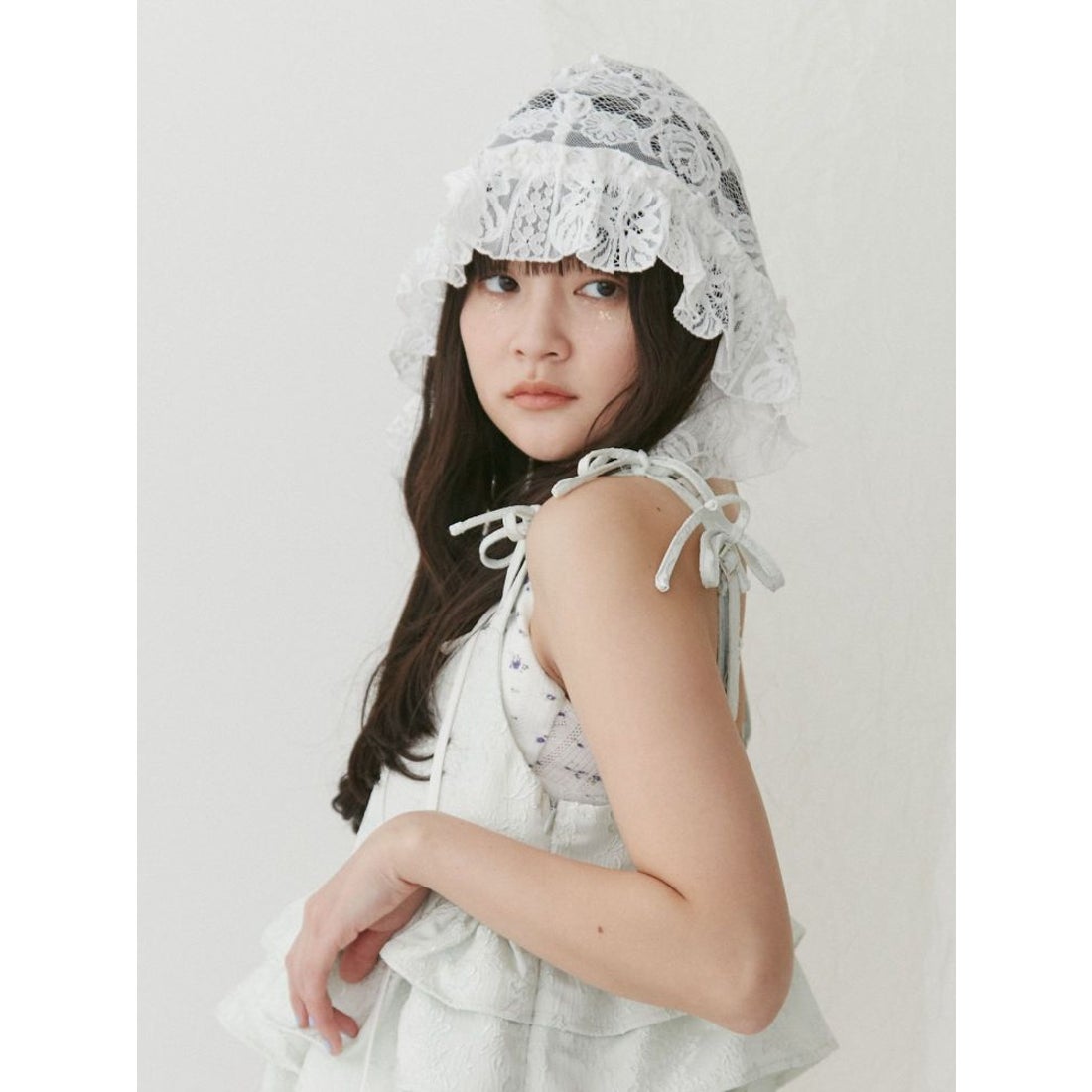 メリージェニー merry jenny flowerレースボンネット （ブラック