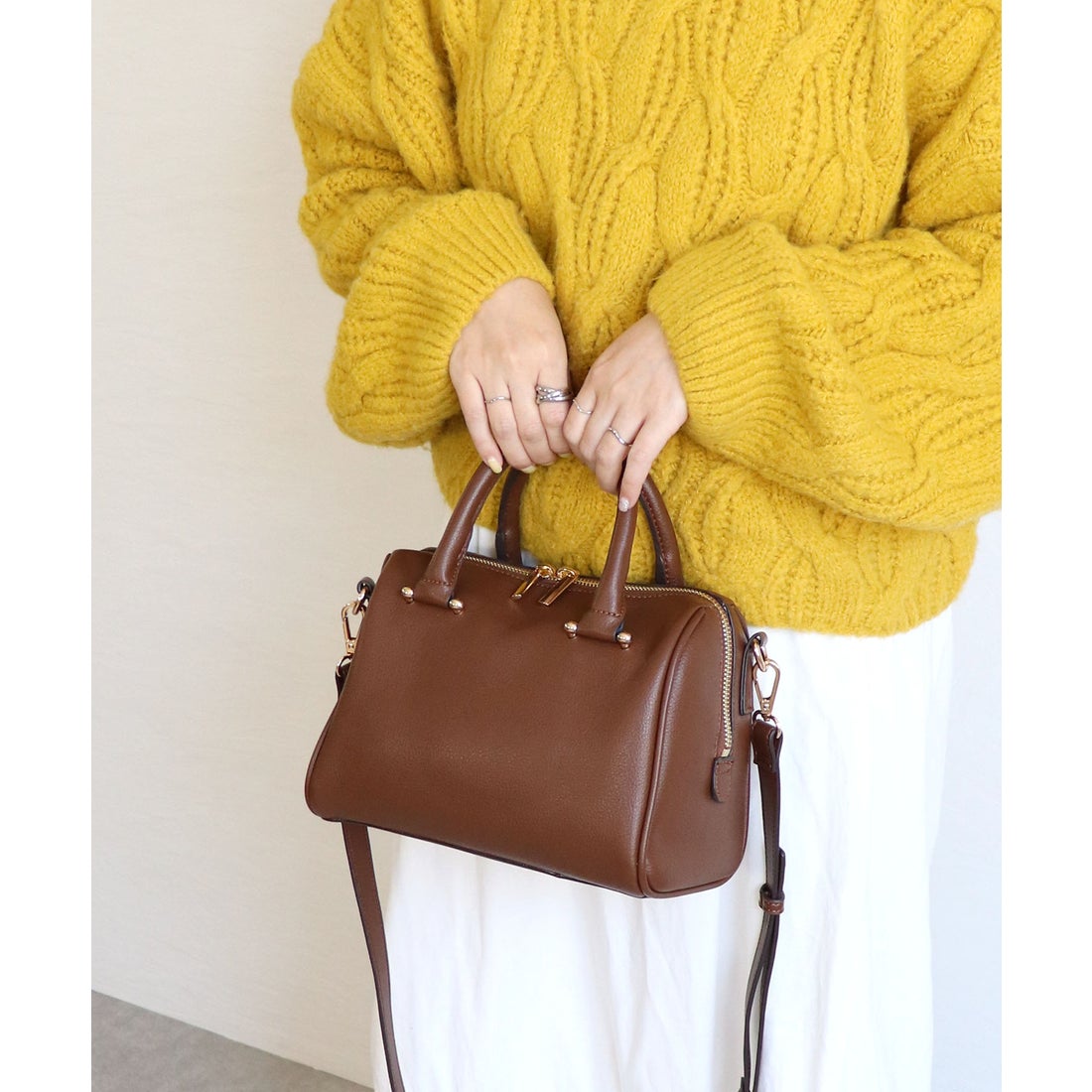 ミアン MIAN PIERIS / 2wayミニボストンバッグ （ブラウン） -靴