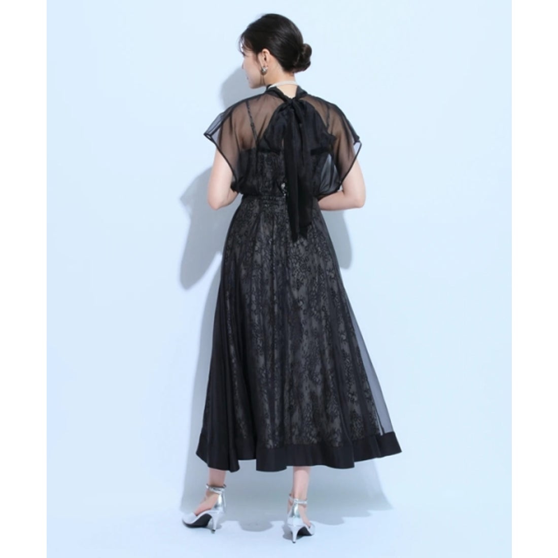 マイストラーダ Mystrada エアリーフレアドレス （紺） - ファッション