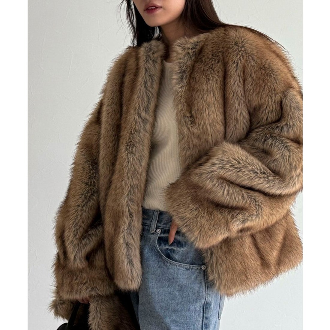 フレディエミュ fredy emue 【HAVELESS】BLAIRマフラ付きファーコート