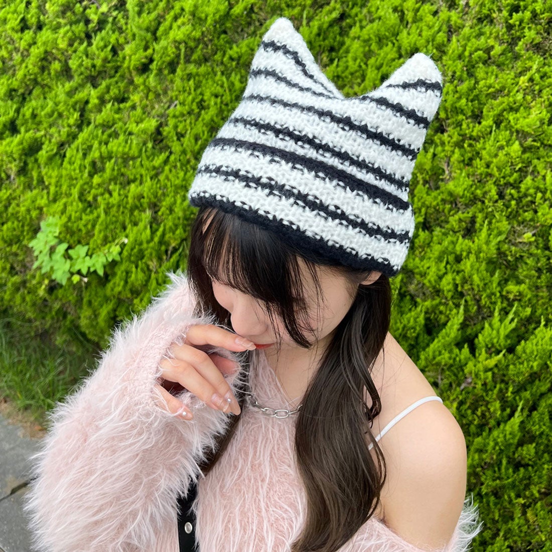 人気！【AMBUSH】アンブッシュ テディ 耳付き 帽子 ピンク 人気