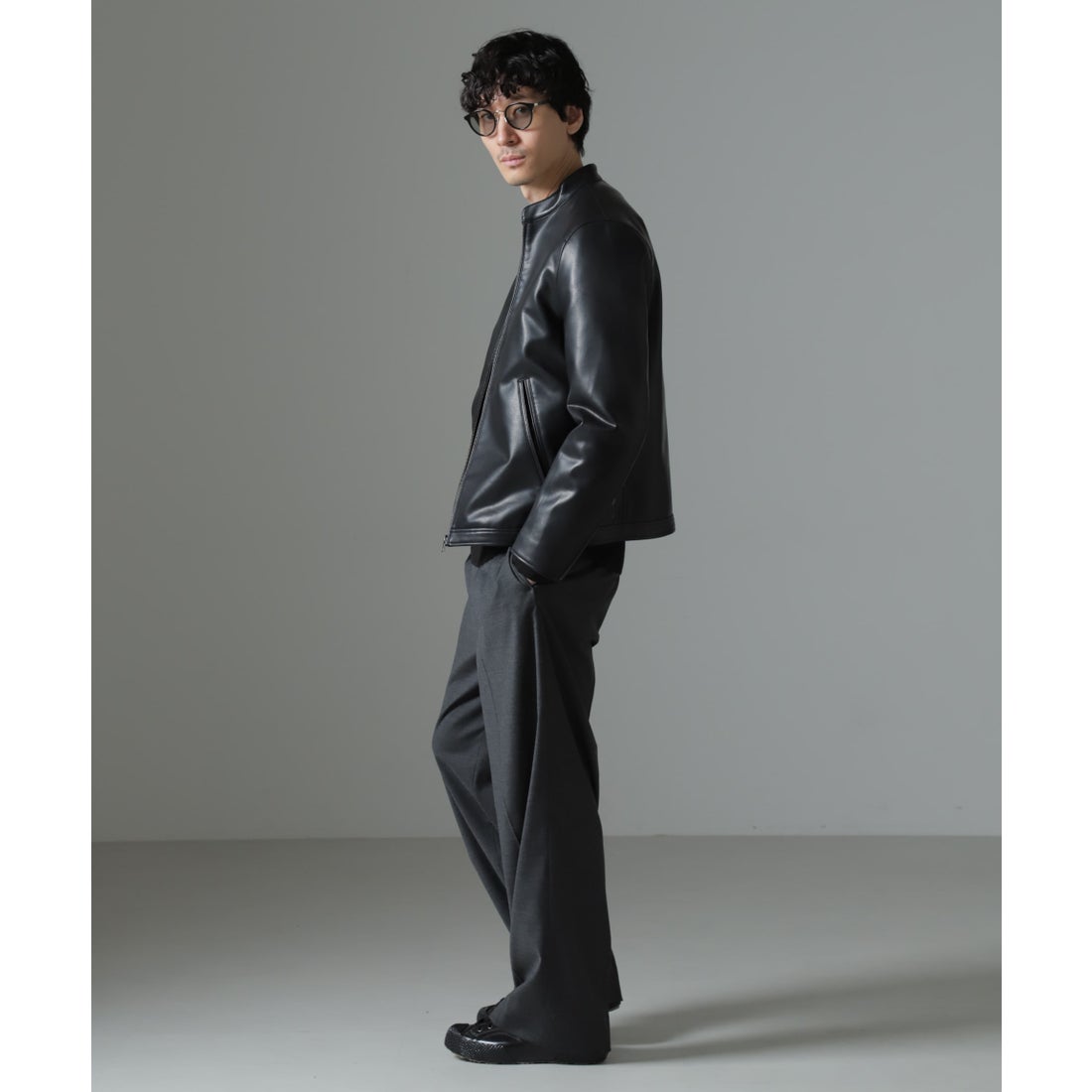 ナノ・ユニバース NANO universe フェイクレザーシングルライダース