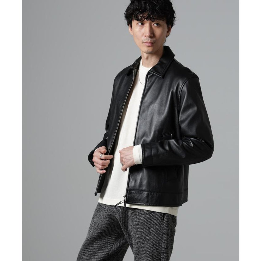 ナノユニバース 羊革 レザージャケット ライダース Mブラック 【公式通販】
