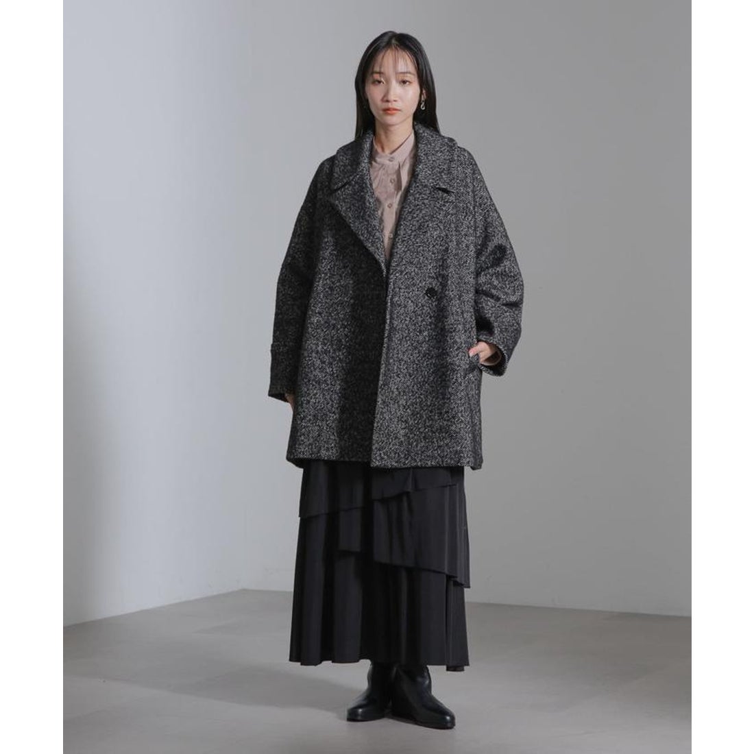 ナノ・ユニバース NANO universe オーバーサイズツイードコート