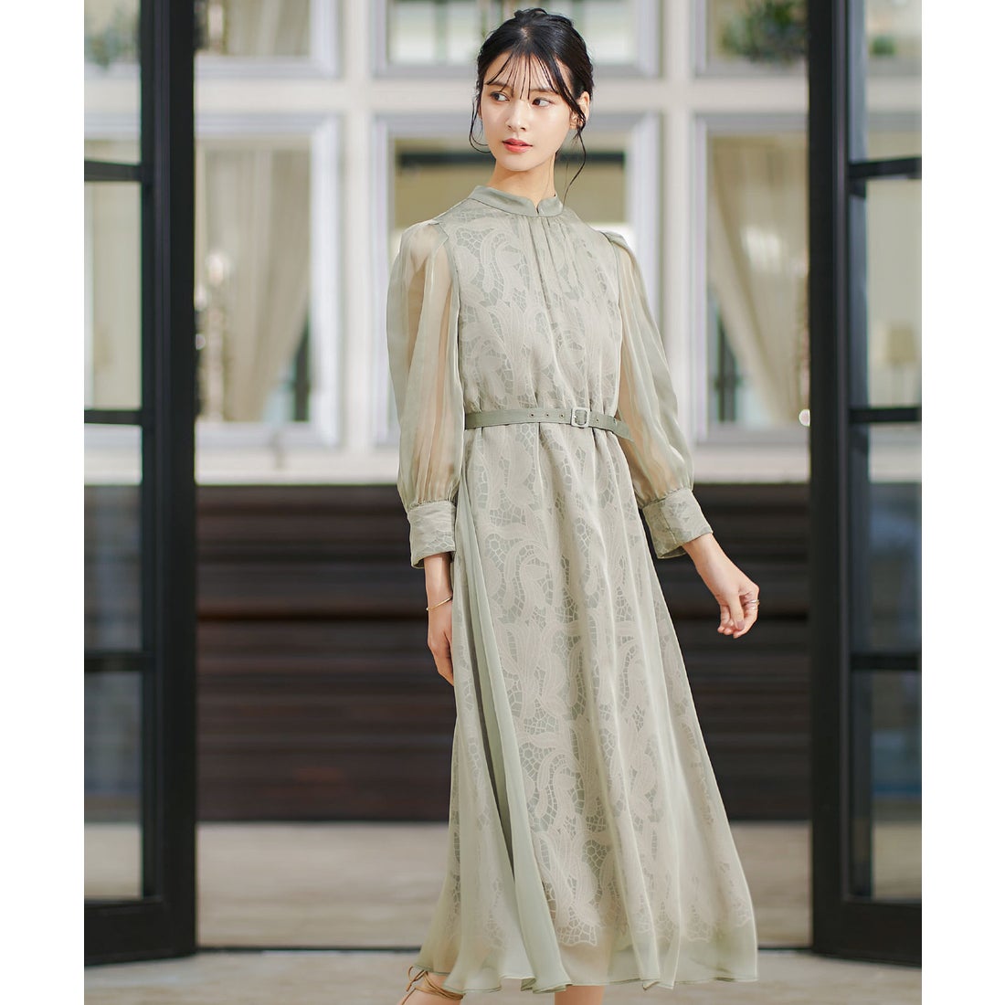 niana Aライン オーガンジーレースレイヤードドレス セール】【着丈が