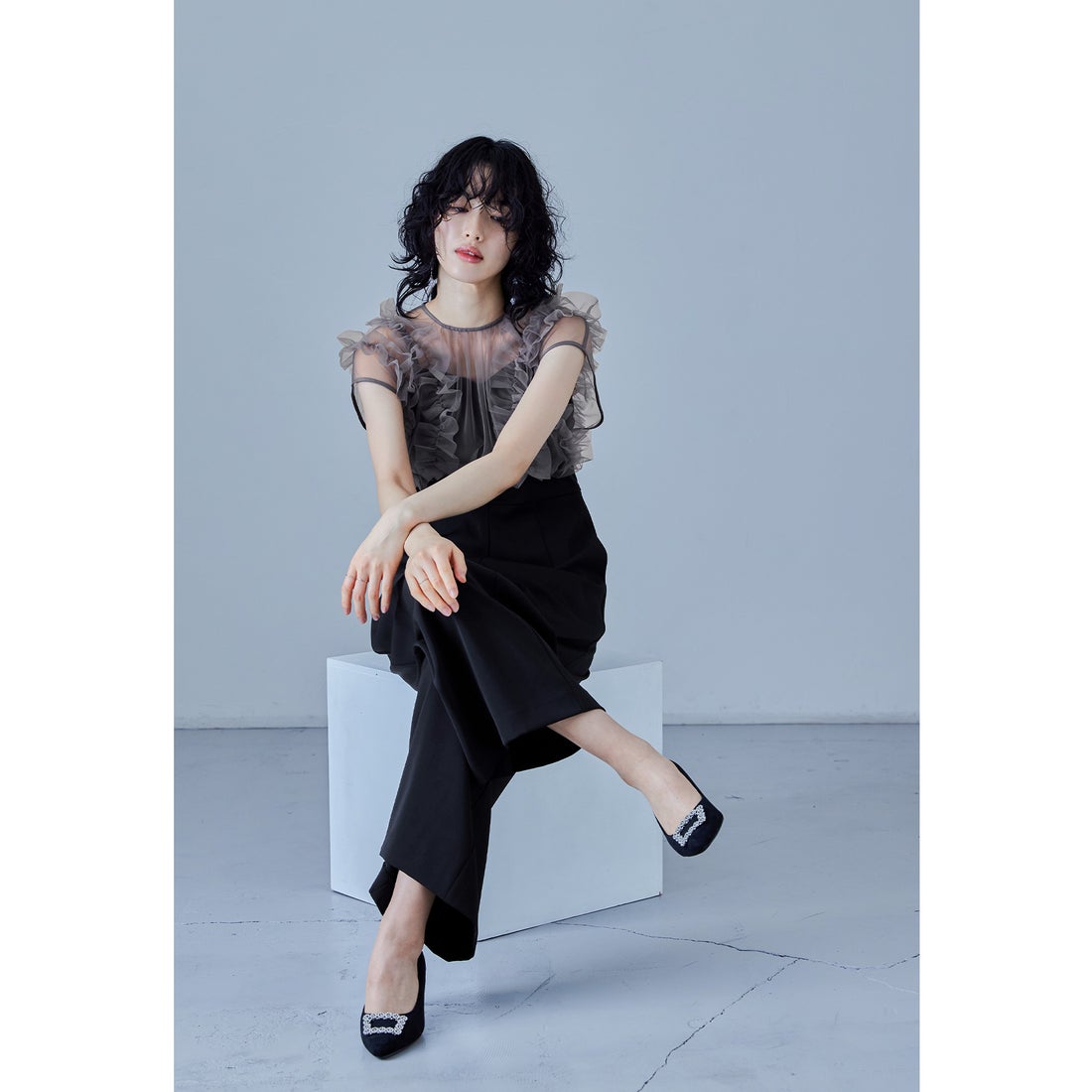 ニアナ niana チュールドッキングパンツドレス オールインワン