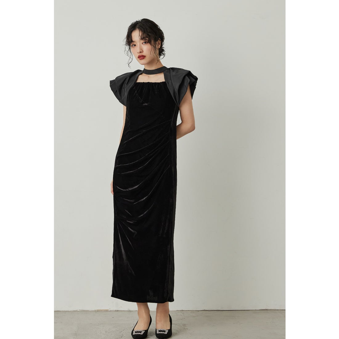 ニアナ niana ドレープベロアドレス パーティードレス オケージョン