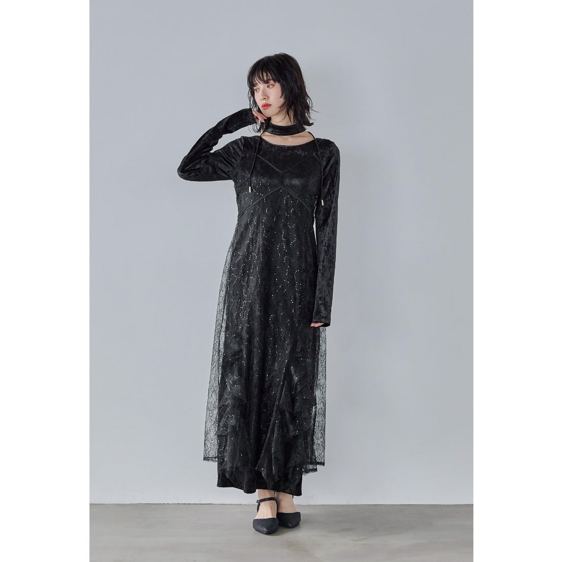 ニアナ niana スパークルレースベロアドレス 2点セット 結婚式 成人式