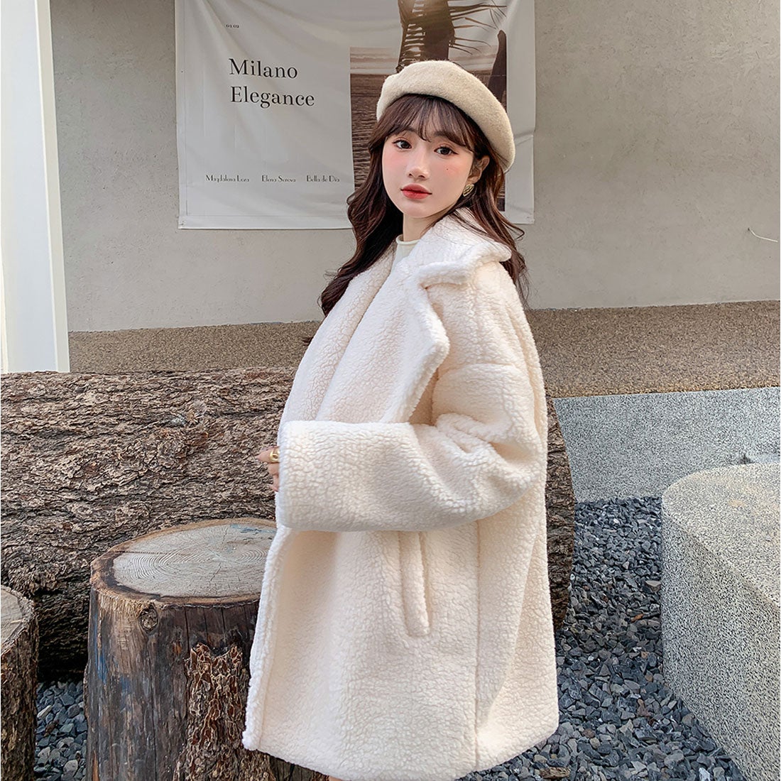 ニジブラ nijibra ボリュームたっぷり モコモコボアファーコート防風