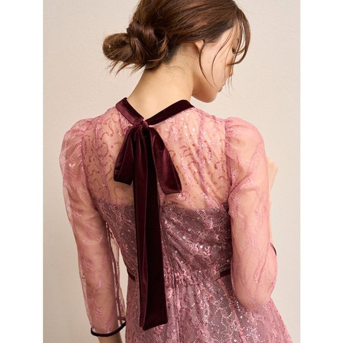 スナイデル SNIDEL スパークルレースドレス （ROSE） - ファッション