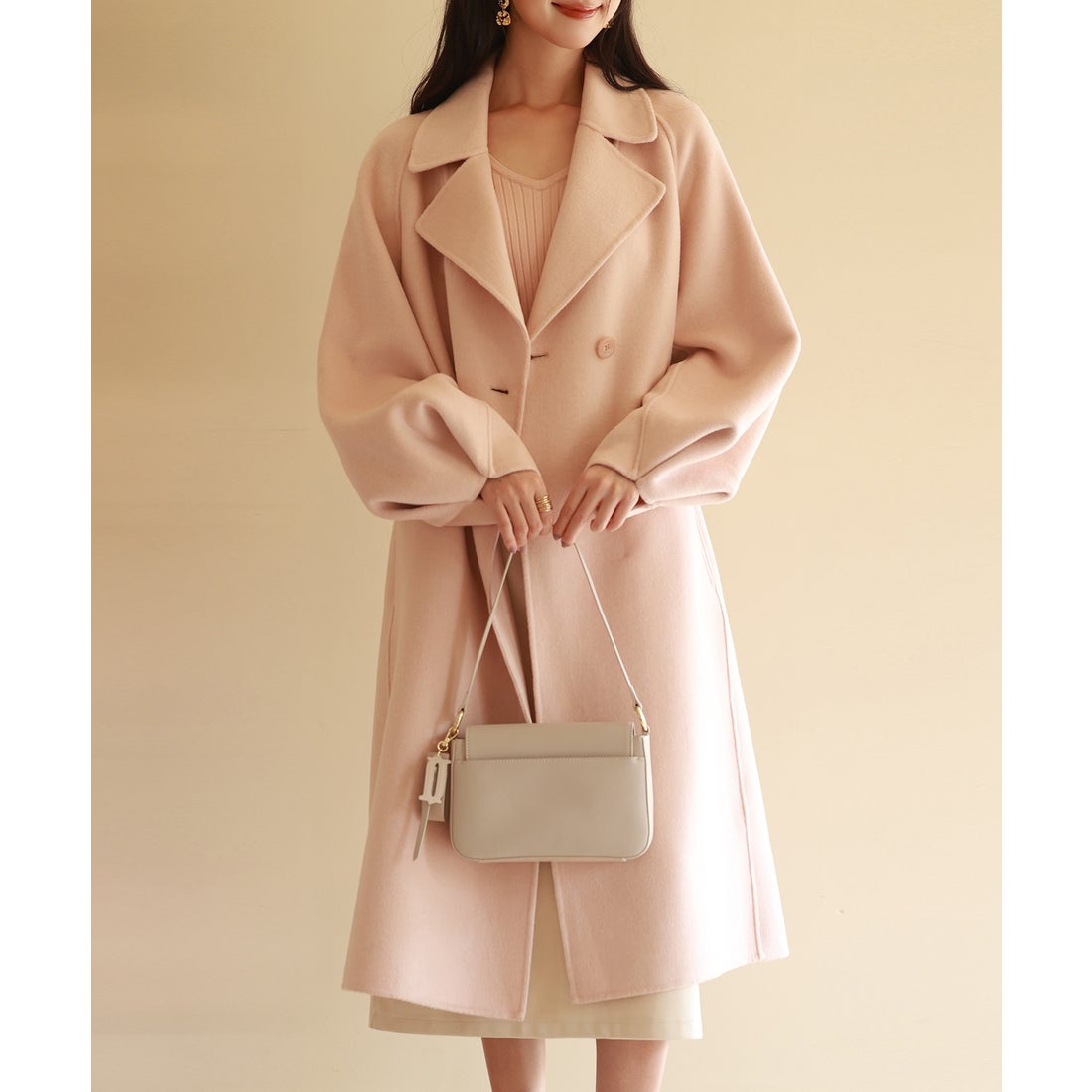 セゾンドパピヨン SAISON DE PAPILLON ウール混ロング丈チェスター