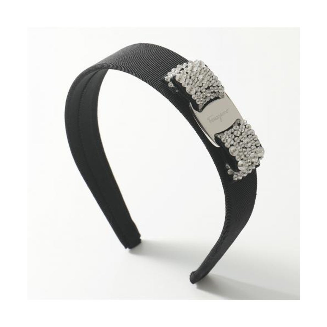 フェラガモ ヴァラリボンカチューシャ オールブラック ビジュー ライン