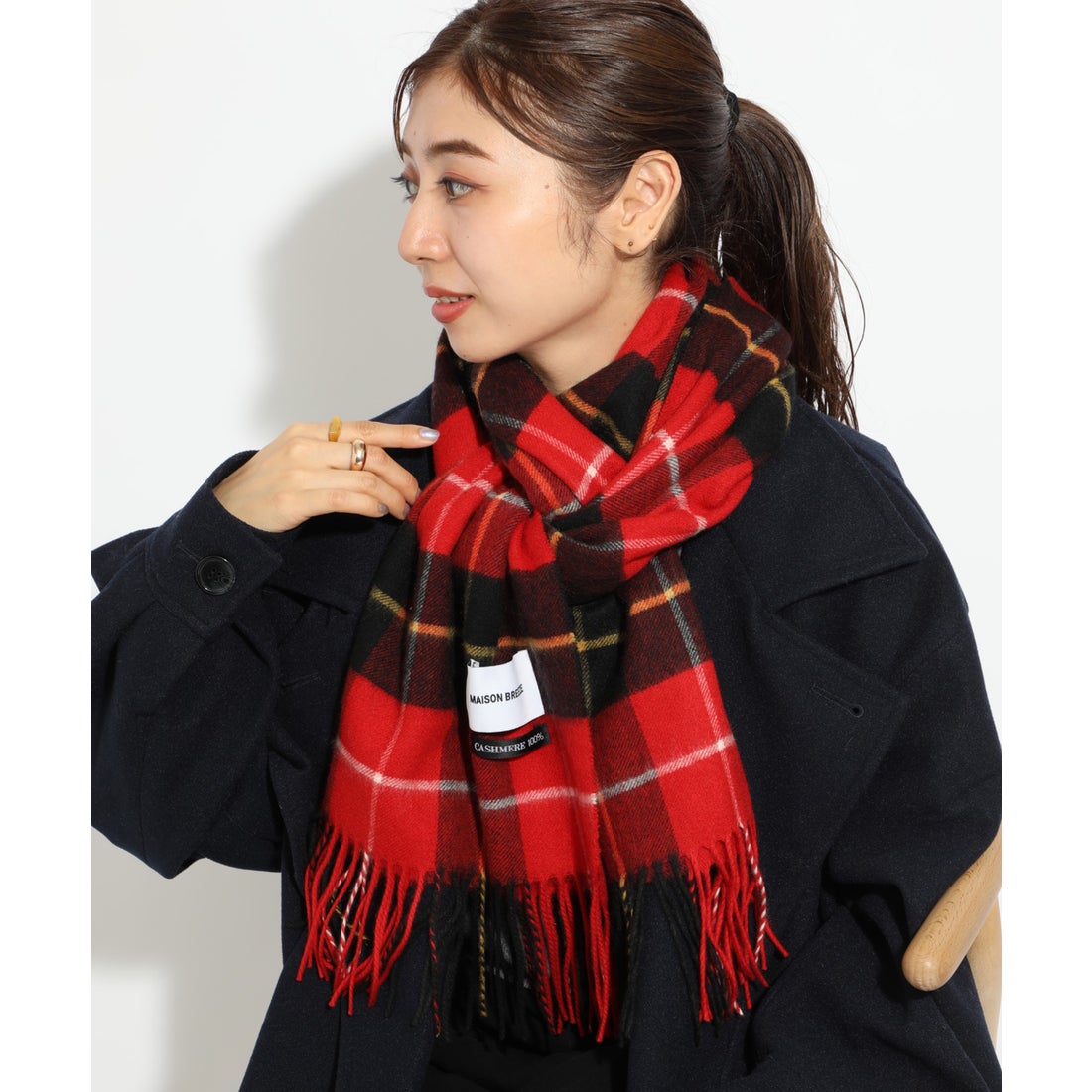 セットアップセブン SETUP7 カシミア100% チェック マフラー 大判