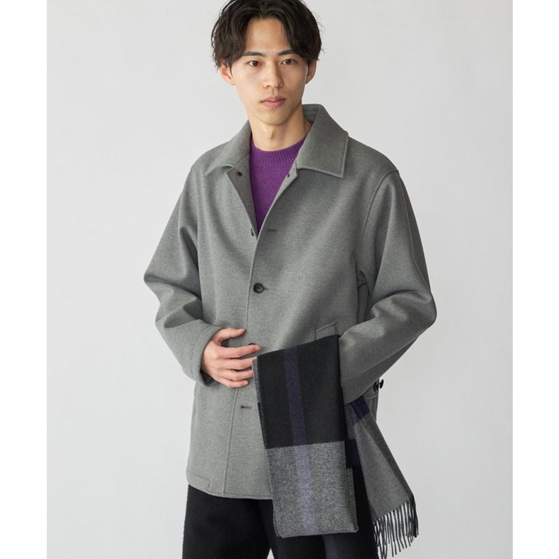 シップス SHIPS SHIPS: カシミヤ ダブルフェイス チェック マフラー