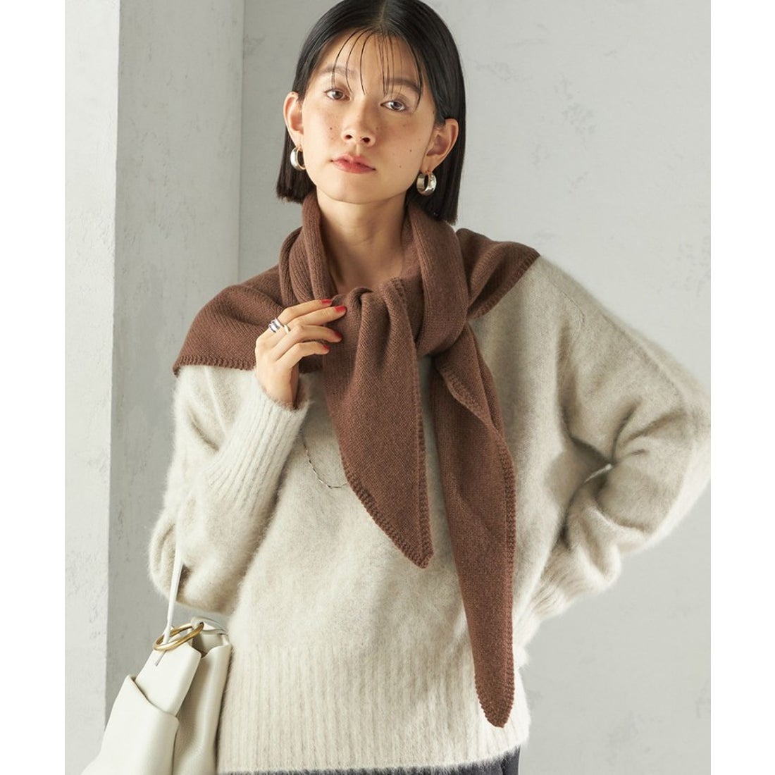 シップス SHIPS マルチウェイ 三角 ストール （ブラウン