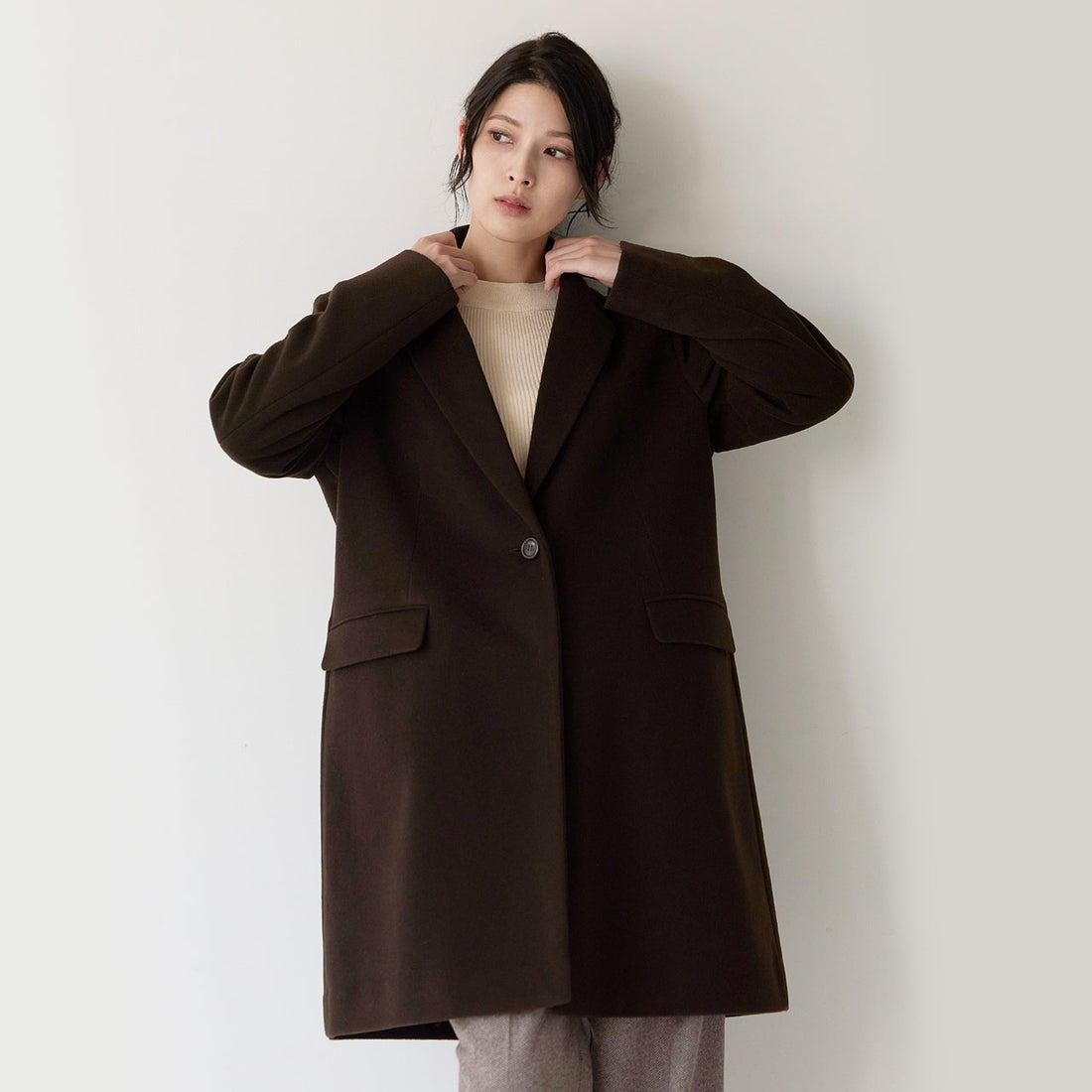 サンキョウショウカイ 三京商会 チェスターコート ウール混 ダーク