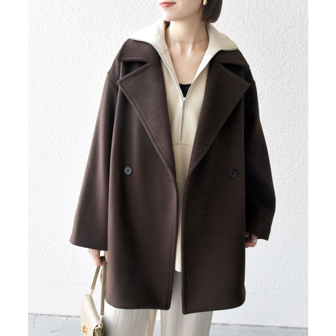 sheller シェリエコクーンシャギージャケットコート