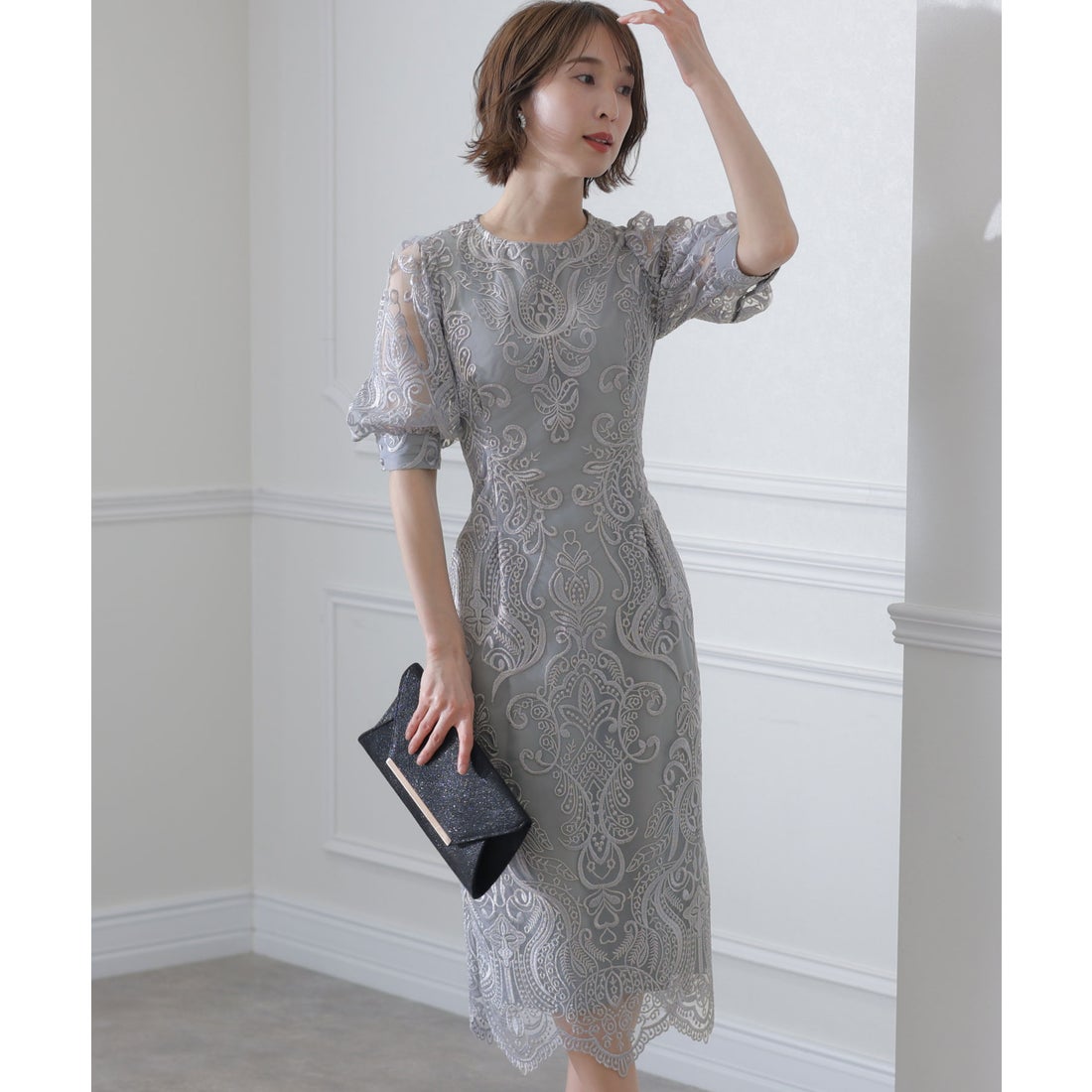 最終値下げ！パーティー ドレス グレー Leja グレー シースルー