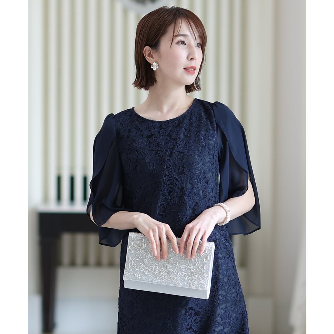 RUIRUE BOUTIQUE】 ネイビー パーティードレス Lサイズ RUIRUE