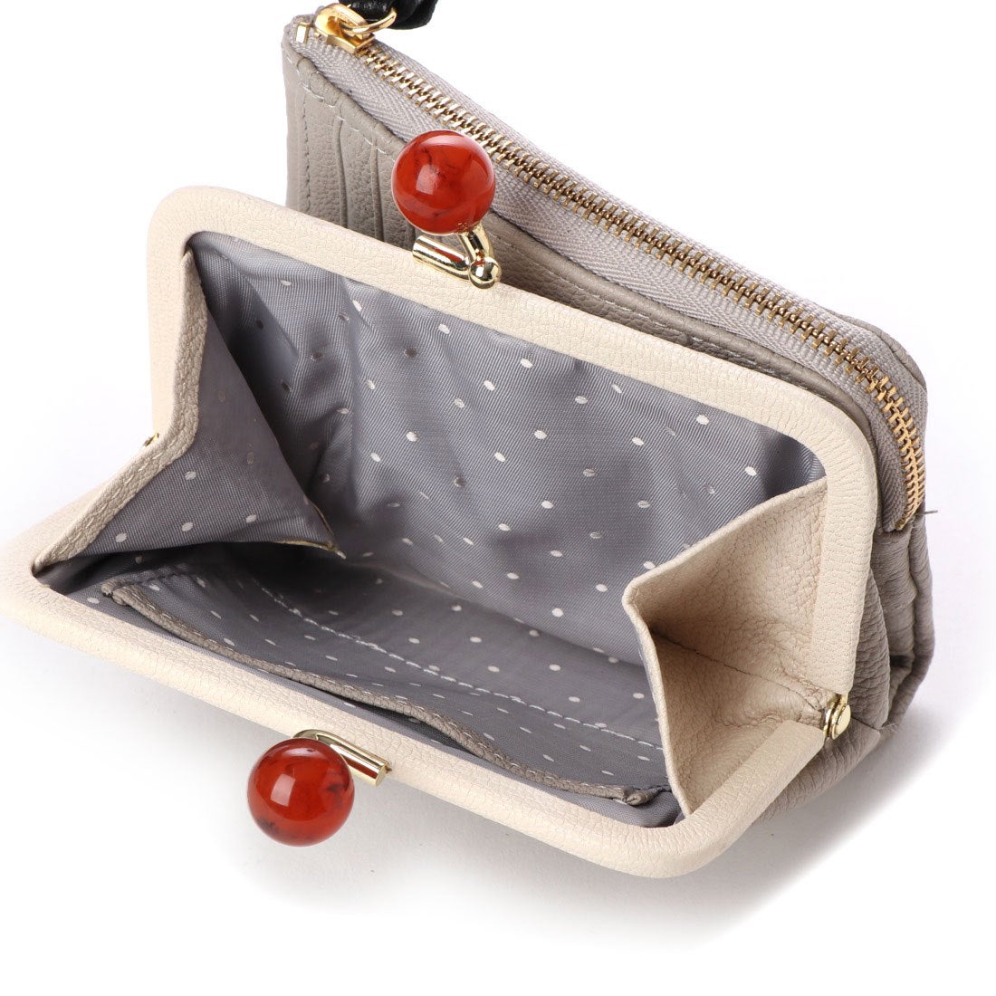 ロングセラー＞ペルケ perche アクリル玉がま口2つ折り財布 （ミックス