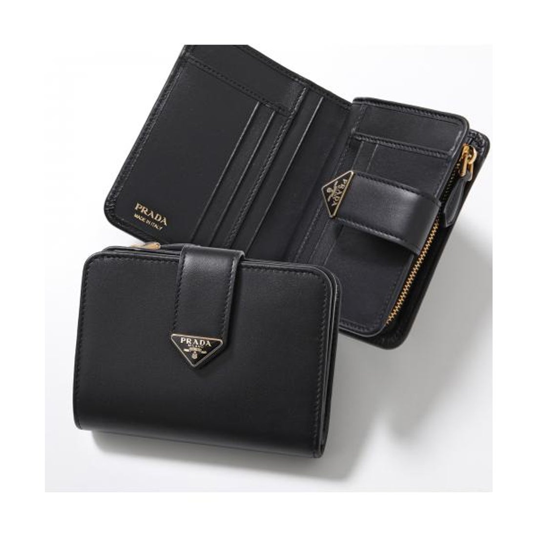 高品質 【現行/付属品完備/美品】プラダ コンパクト財布 二つ折り財布