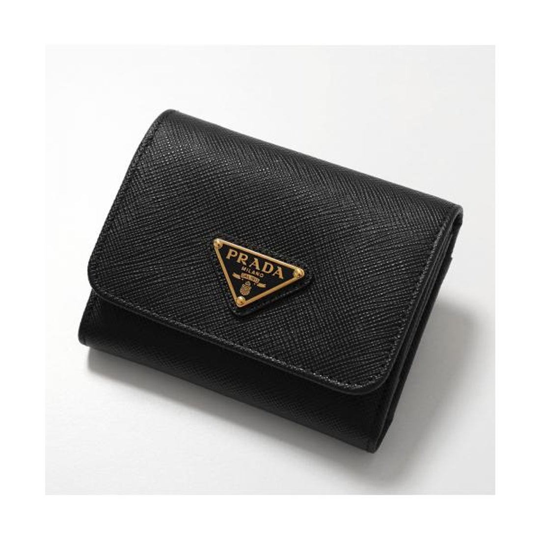 極美✨PRADA 三つ折り財布 サフィアーノ レザー バイカラー 黒 現行 極