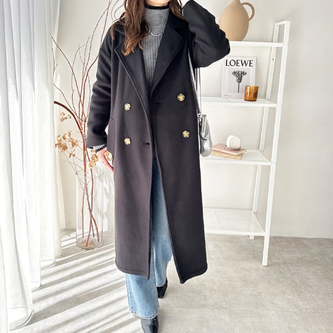 ジーラ GeeRA ダブルロングチェスターコート （ブラウン