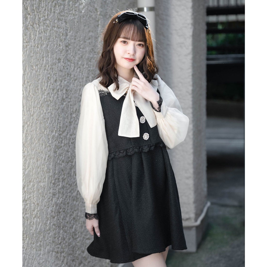 RUIRUE BOUTIQUE ツイード ボウタイリボン ワンピース ルイルエ