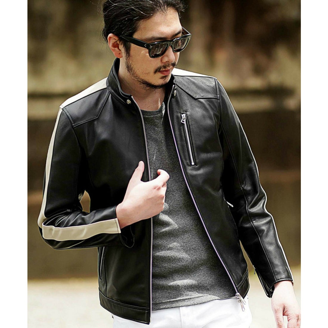 ラトルトラップ RattleTrap 袖ラインレザーシングルライダース