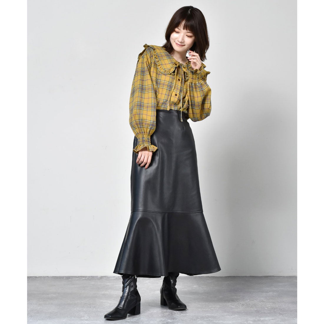 レトロガール RETRO GIRL フリル襟チェックブラウス （チェック