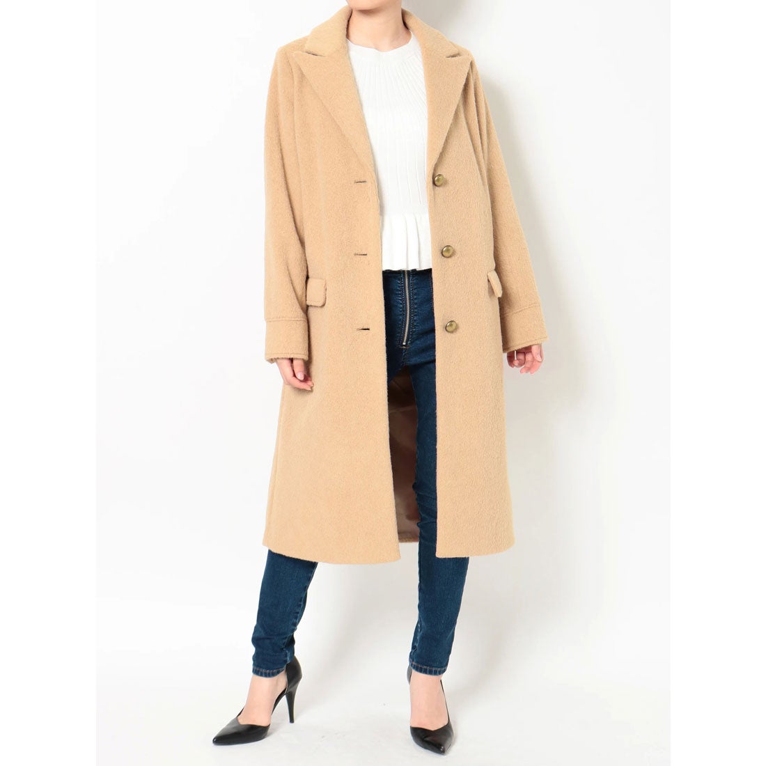 リゼクシー RESEXXY ゴールボタンチェスターコート （ベージュ