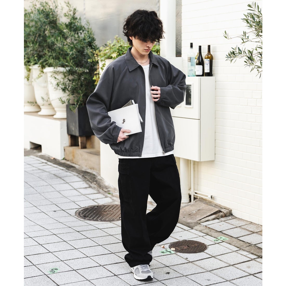 DIVE IN ウォッシュド スイングトップ トップ ジャケット ブラック 1