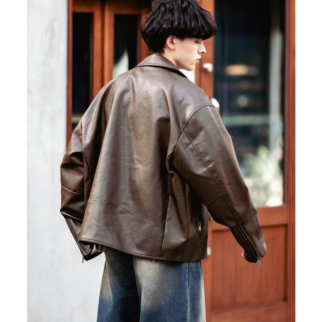 RYAN LEATHERWEAR ブラウン ダブルレザージャケット Lサイズ