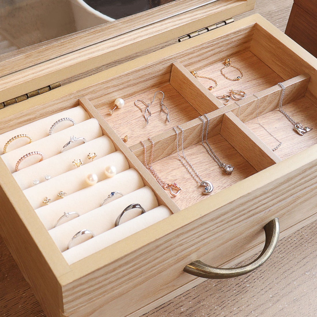 木製ジュエリーボックス 8段引き出し 大容量 ジュエリーボックス 宝石