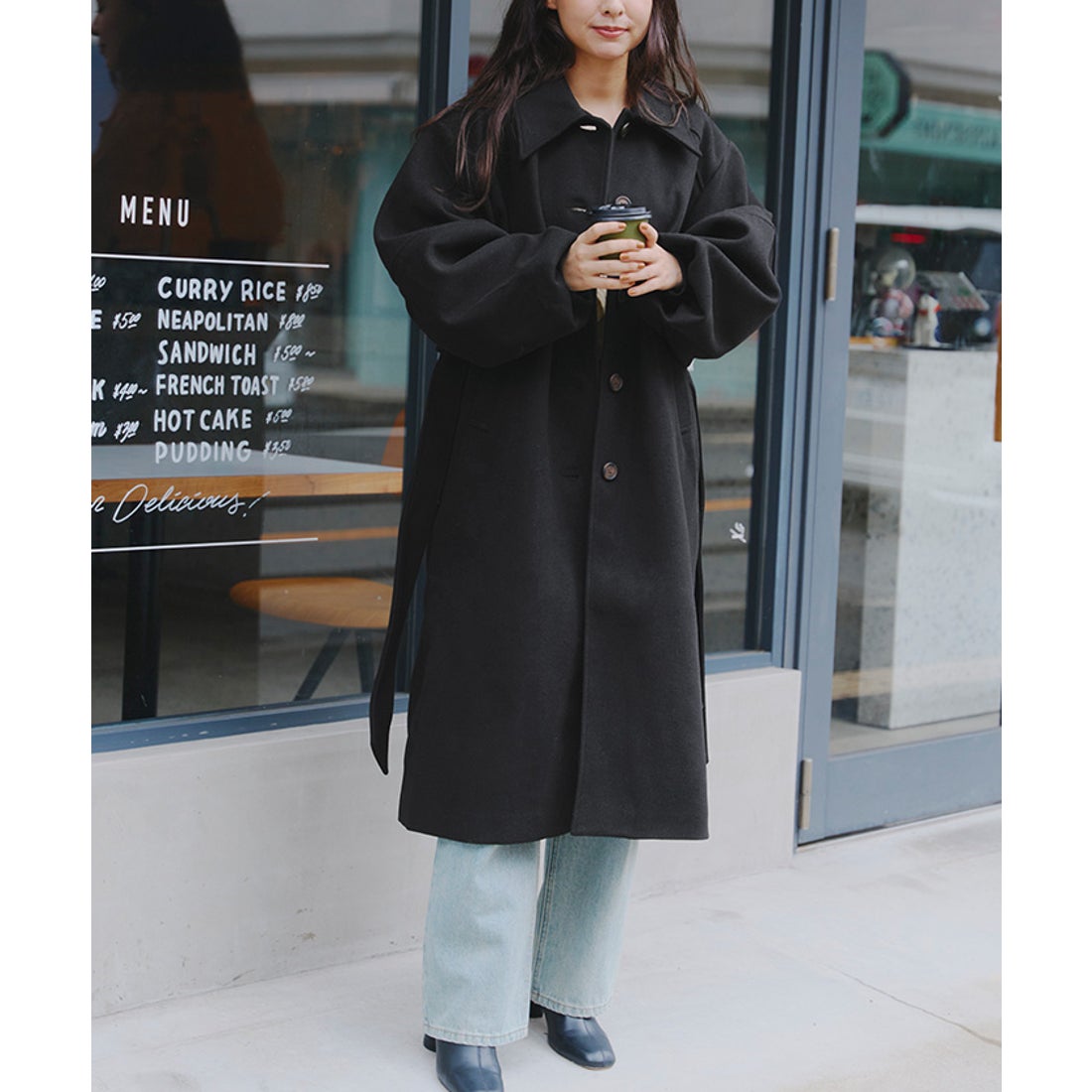 新品未使用】ランタンスリーブコートオリーブ